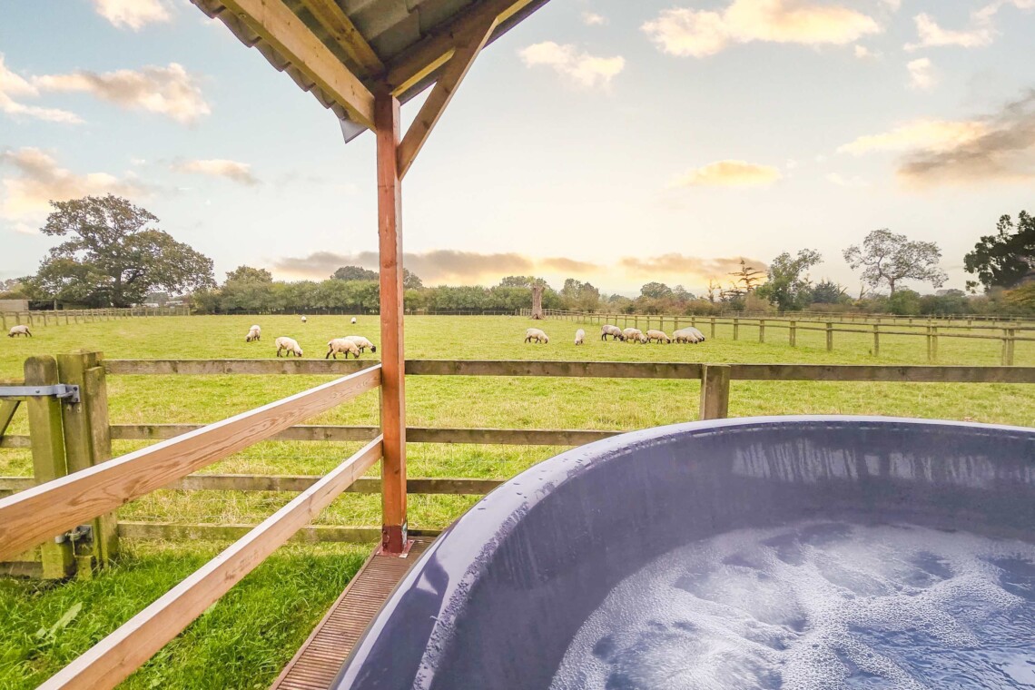 Hot tub with countryside views