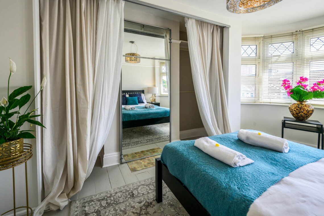 The living room is bright and airy