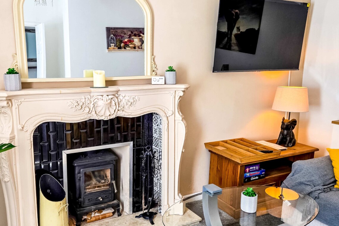 Living room, Multi-media Tv and a selection of board games.