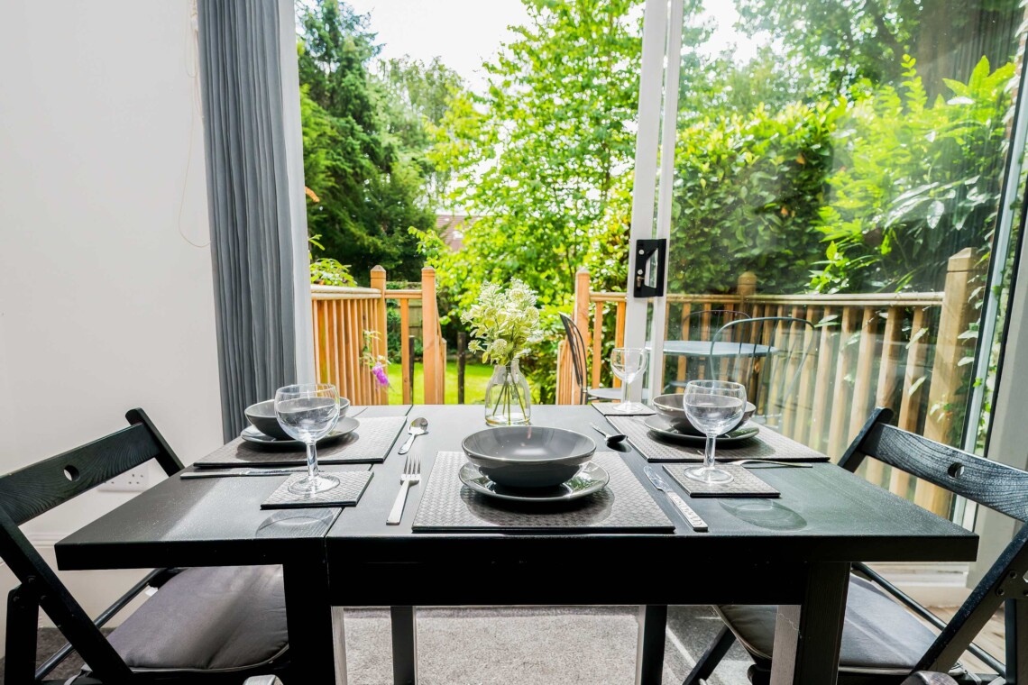 Views to the garden from the dining space