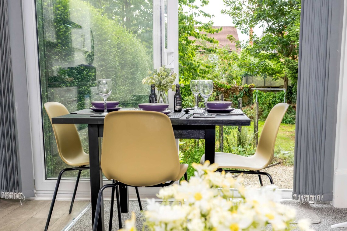 Open plan living area with easy access to the shared garden